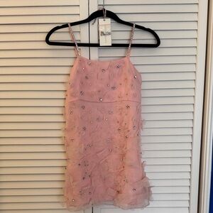 LoveShackFancy Girls Harolyn Powder Pink Floral Beaded Dress- 14